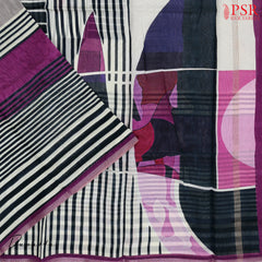 Grey & Magenta Purple Chanderi Silk Cotton Dress Material