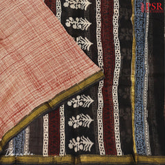 Maroon Beige Chanderi Silk Cotton Dress Material