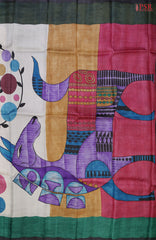 Off-White Kadhi Tussar Silk Saree