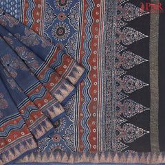 Dark Blue Jaipur Cotton Printed Saree