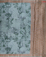 Cadet Blue Banaras Tussar Silk Saree
