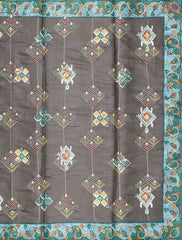 Dark Fossil Grey Semi Tussar Saree