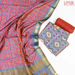 Dark Purple Soft Patola Silk Cotton Dress Material