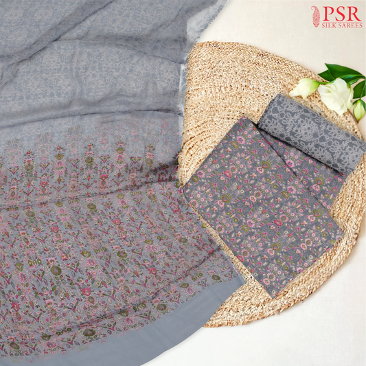 Grey Cotton Dress Material