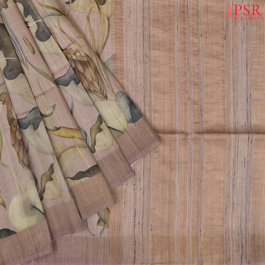Vintage Tea Rose Kadhi Tussar Silk Saree