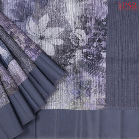 Grey Purple Green Silk Saree
