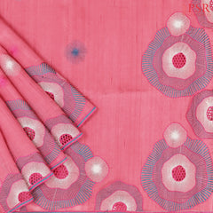 Flamingo Pink Kosa Embroidery Saree