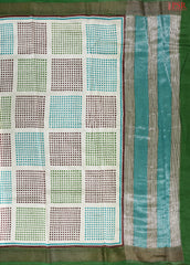 Beige & Basil Green Chanderi Silk Cotton Saree