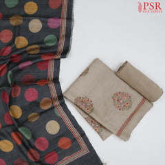 Greige Tussar Silk Dress Material