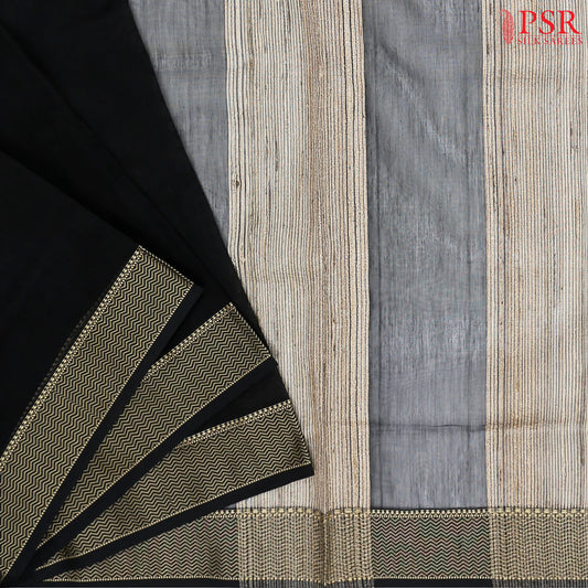 Black Maheshwari Silk Cotton Saree