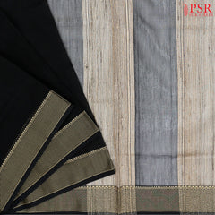 Black Maheshwari Silk Cotton Saree