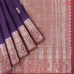 Dark Purple Semi Banaras Saree