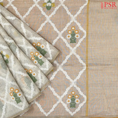 Beige Ghicha Cotton Saree