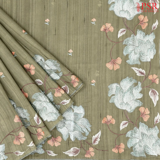 Laurel Green Kosa Embroidery Saree