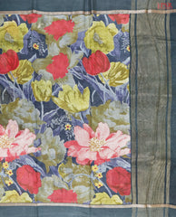 Dark Teal Silk Cotton Saree