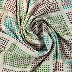 Beige & Basil Green Chanderi Silk Cotton Saree