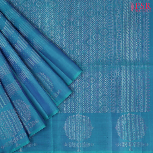 Peacock Blue Soft Silk Saree