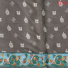 Dark Fossil Grey Semi Tussar Saree
