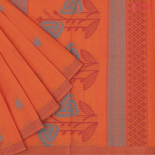 Kesari Orange Kovai Cotton Saree