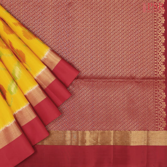 Mango Yellow Pochampally Soft Silk Saree