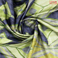 Chartreuse & Grey Semi Tussar Saree