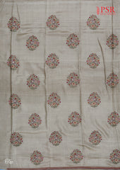 Greige Tussar Silk Dress Material