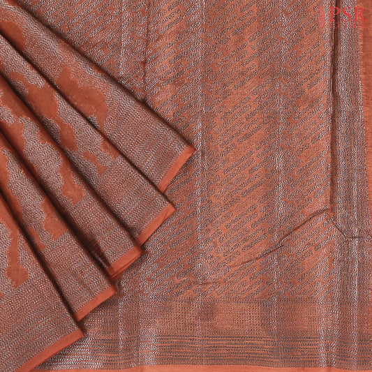 Copper Orange Banaras Tussar Silk Saree