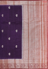 Dark Purple Semi Banaras Saree
