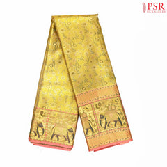 Golden Olive Kanchipuram Tissue Jacquard Silk Saree