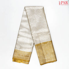 Silver White Kanchipuram Jacquard Tissue Silk Saree