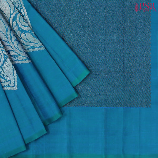 Peacock Blue Kanchipuram Silk Saree