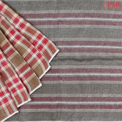 Taupe & Red Linen Saree