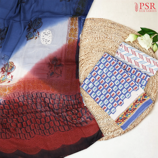 Han Blue Cotton Dress Material