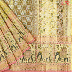 Golden Olive Kanchipuram Tissue Jacquard Silk Saree