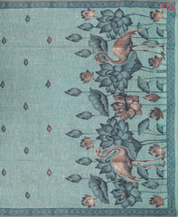 Lake Teal Ghicha Cotton Saree