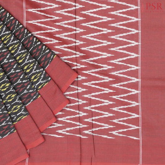 Shadow Black Ikkat Cotton Saree