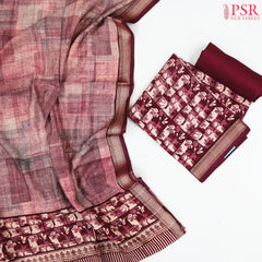 Maroon Assam Silk Dress Material