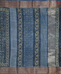 Prussian Blue Jaipur Cotton Printed Saree
