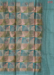 Dark Turquoise & Olive Kadhi Tussar Silk Saree