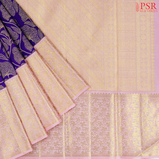 Indigo Kanchipuram Jacquard Silk Saree