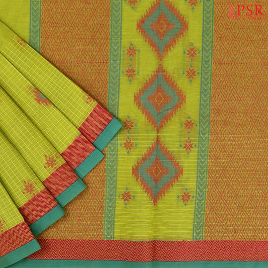 Lemongrass Green Kovai Cotton Saree