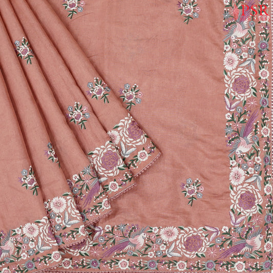Onion Pink Semi Tussar Saree