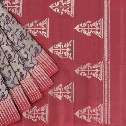 Aubergine Purple Soft Silk Saree