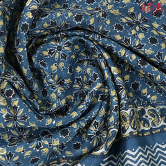 Prussian Blue Jaipur Cotton Printed Saree