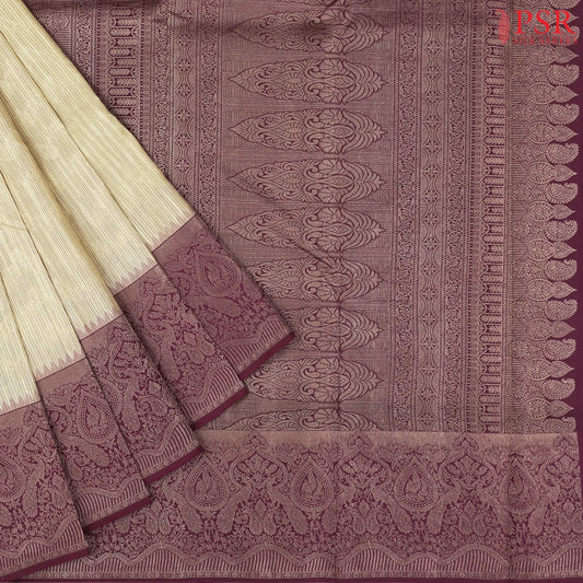 Beige Kanchipuram Silk Saree