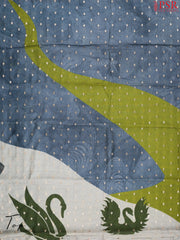 Grey & Green Chanderi Silk Cotton Dress Material