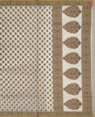 Floral Beige Banaras Silk Cotton Saree