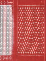 Grey & Light Red Ikkat Cotton Saree