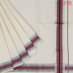 Cream White Kerala Cotton Saree
