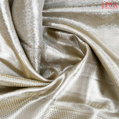 Silver White Kanchipuram Jacquard Tissue Silk Saree